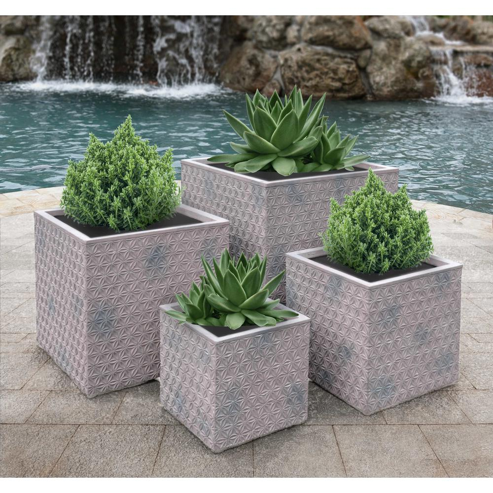 Tiempo Purple Brown Planters Set of 4