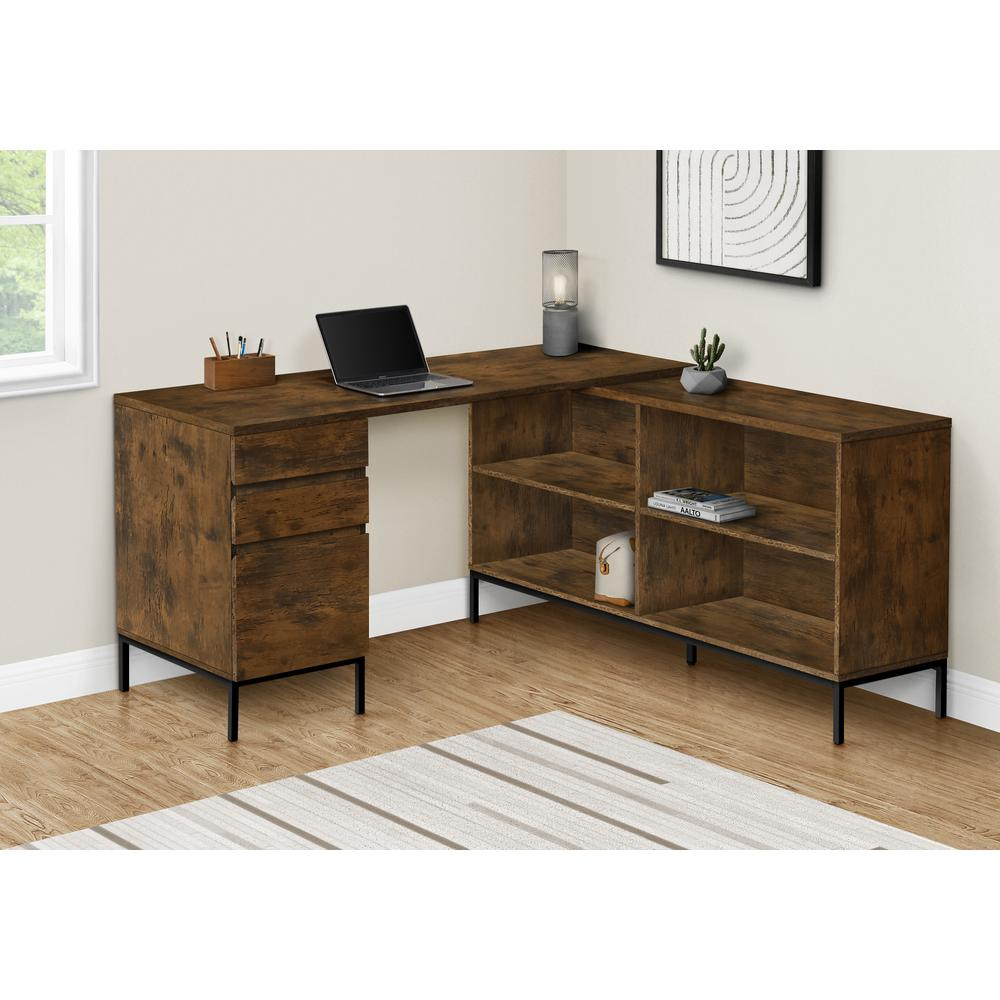 Computer Desk, Home Office, Corner, Storage Drawers, 60L, L Shape, Work