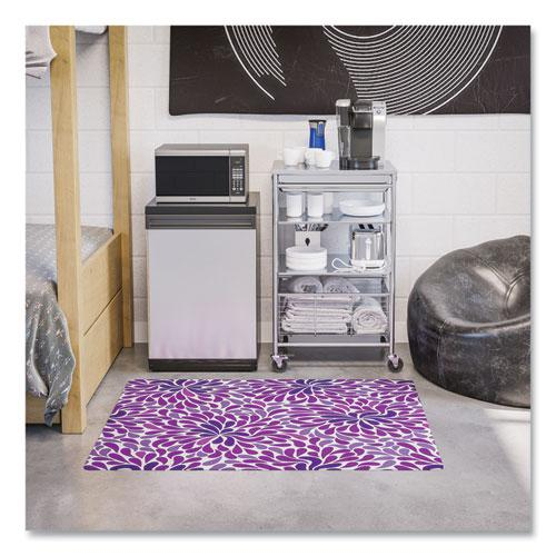 Deflecto FashionMat Purple Rain Chair Mat - Home, Office, Classroom, Hard Floor, Pile Carpet, Dorm Room - 40" Length x 35" Width x 0.050" Thickness - Rectangular - Purple Rain - Vinyl - Multicolor - 1