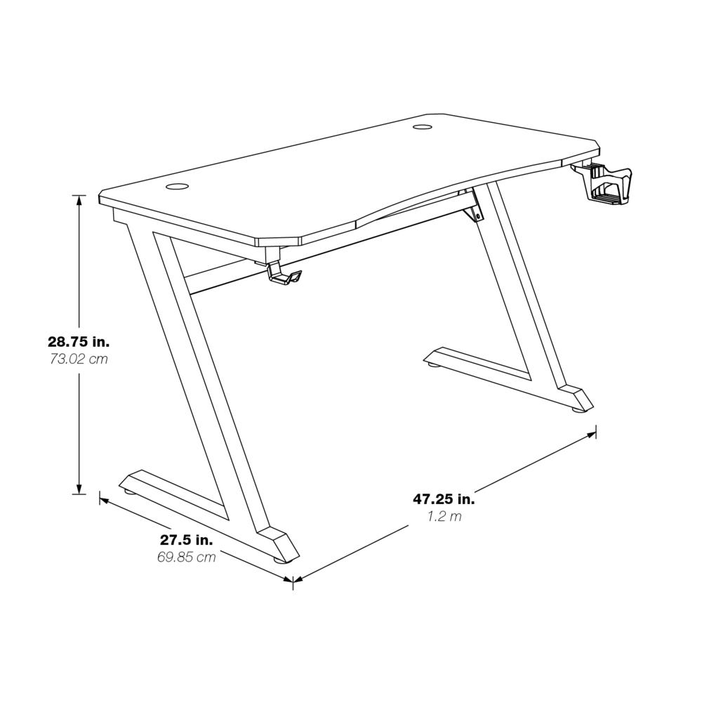 Ghost Battlestation Gaming Desk in Matte Black Top and Black Legs, GST25-BLK