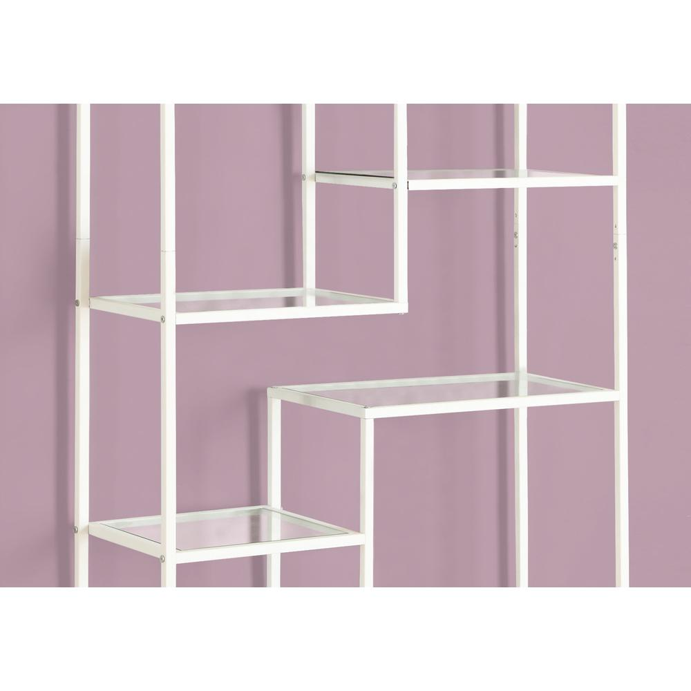 Bookshelf, Bookcase, Etagere, 72H, Office, Bedroom, Clear Tempered Glass