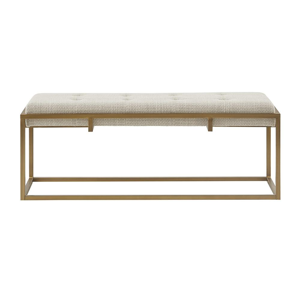 Button-tufted Upholstered Metal Base Accent Bench