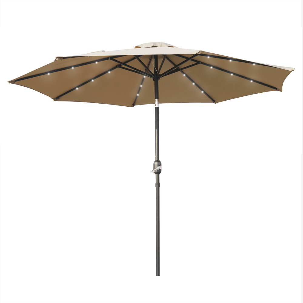 Sierra 9' Outdoor Patio Tilt Market Umbrella with Solar LED Lights