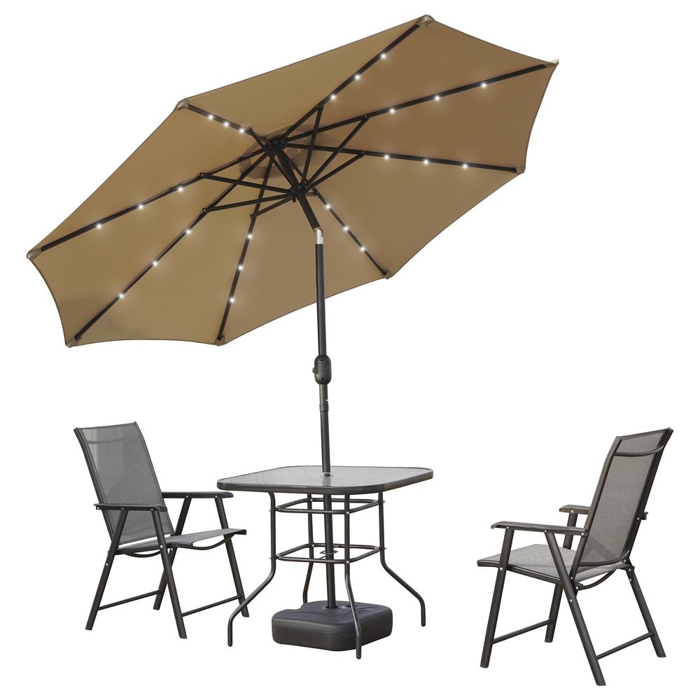 Sierra 9' Outdoor Patio Tilt Market Umbrella with Solar LED Lights