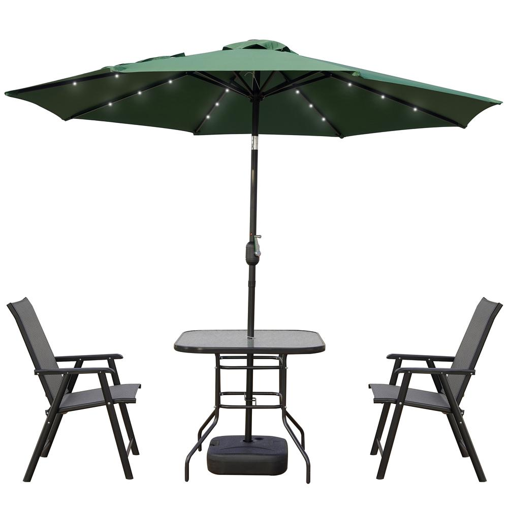 Sierra 9' Outdoor Patio Tilt Market Umbrella with Solar LED Lights