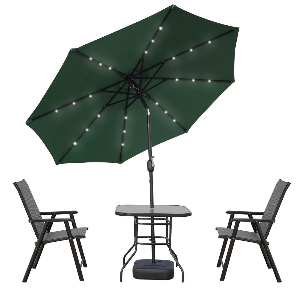 Sierra 9' Outdoor Patio Tilt Market Umbrella with Solar LED Lights