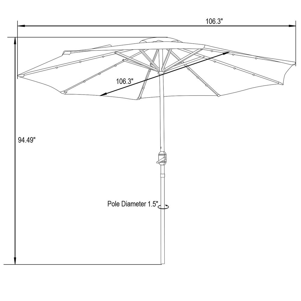 Sierra 9' Outdoor Patio Tilt Market Umbrella with Solar LED Lights