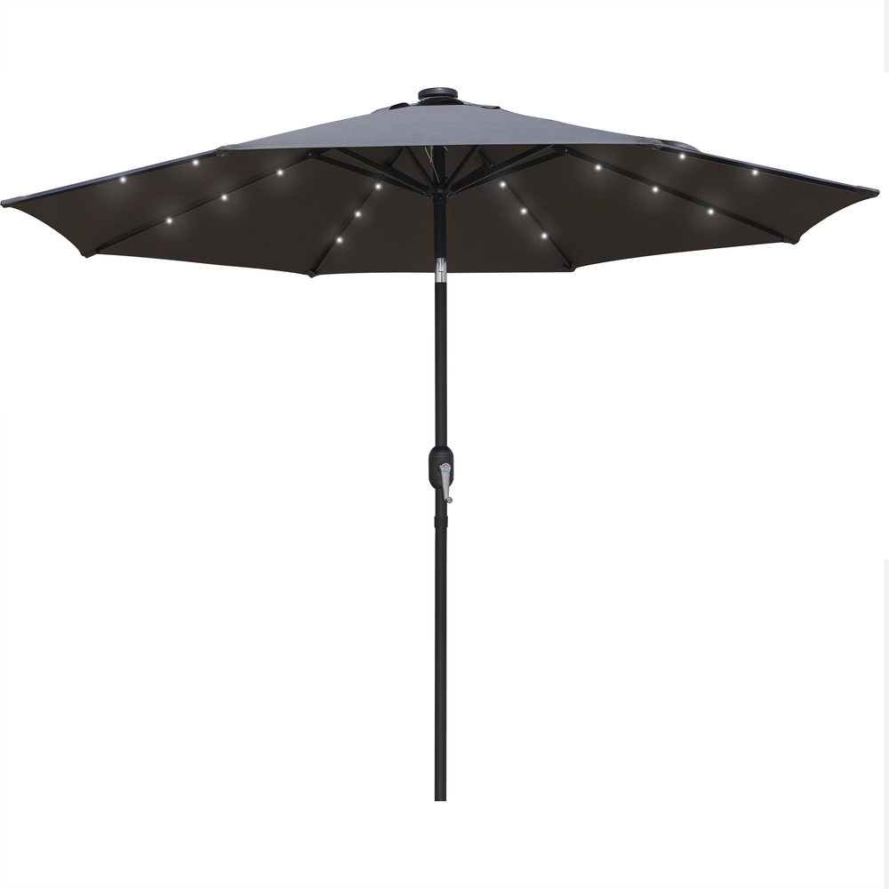 Sierra 9' Outdoor Patio Tilt Market Umbrella with Solar LED Lights