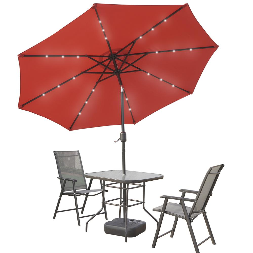 Sierra 9' Outdoor Patio Tilt Market Umbrella with Solar LED Lights