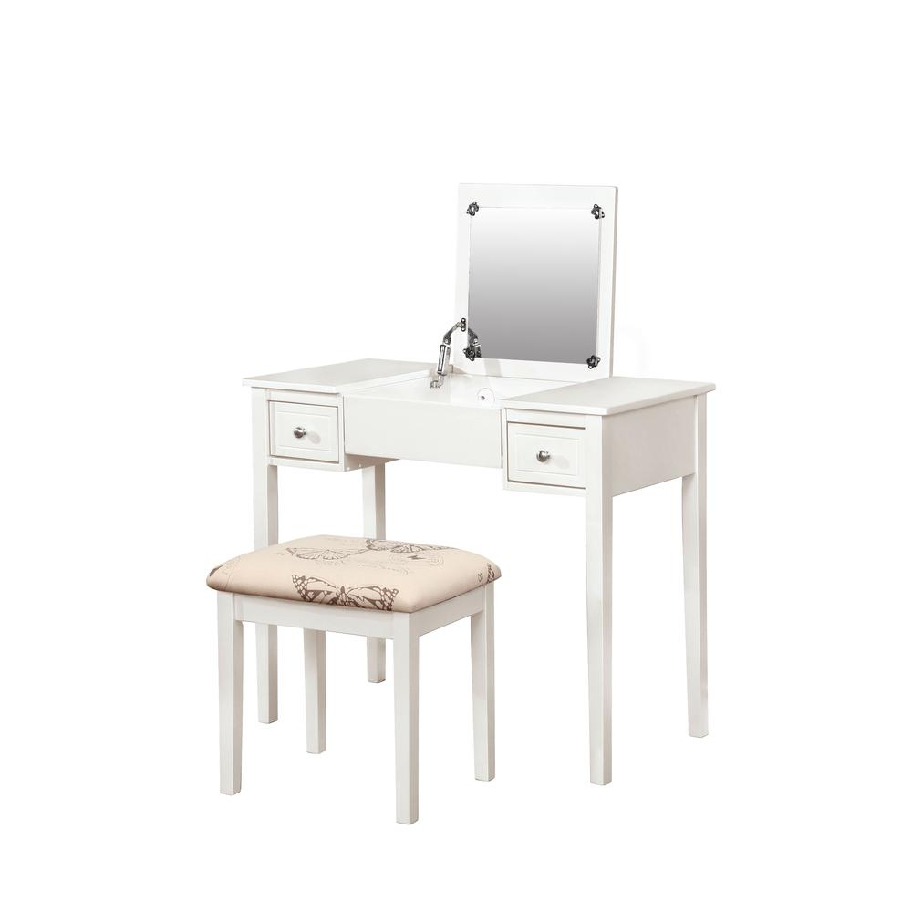 White Butterfly Vanity And Stool