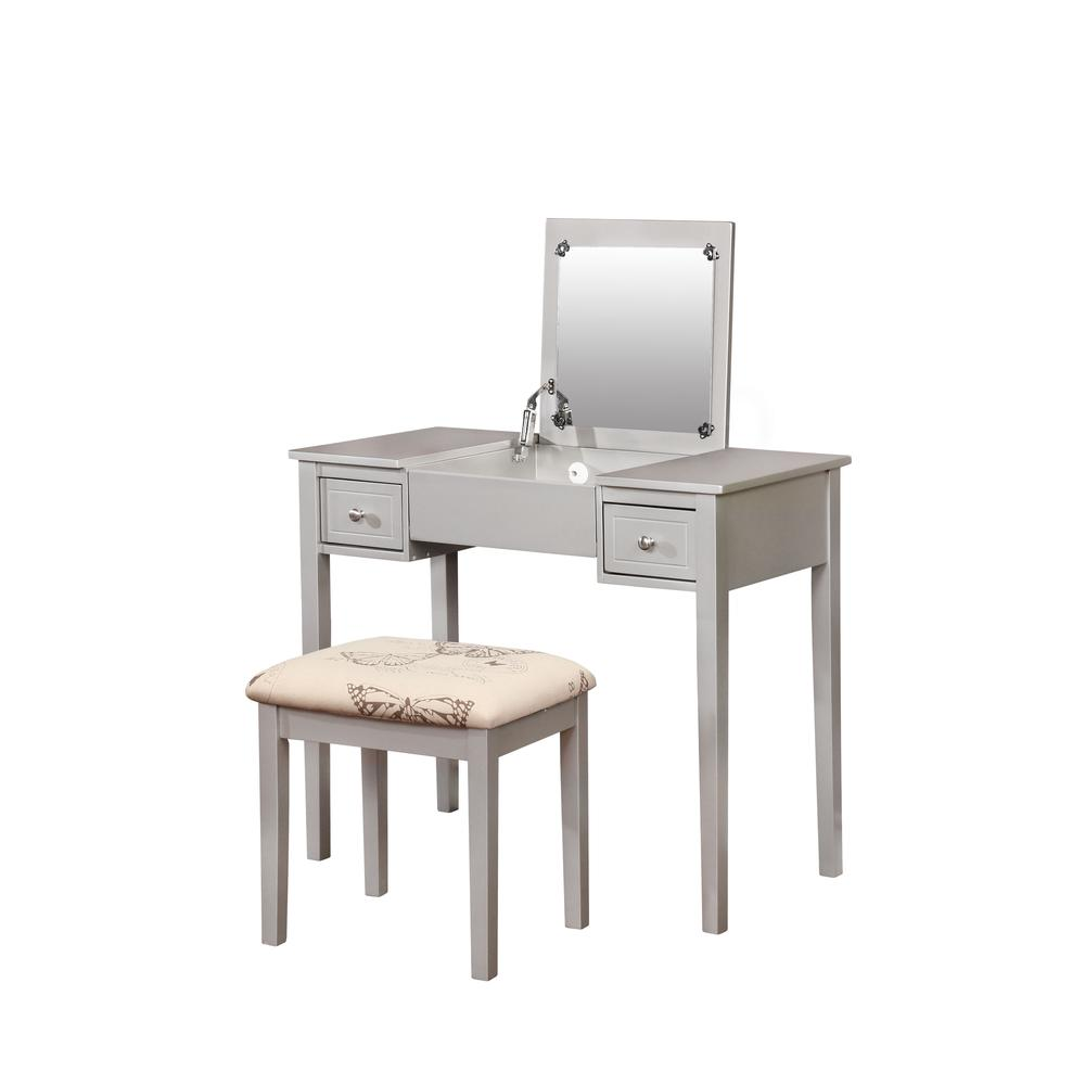 Silver Butterfly Vanity And Stool