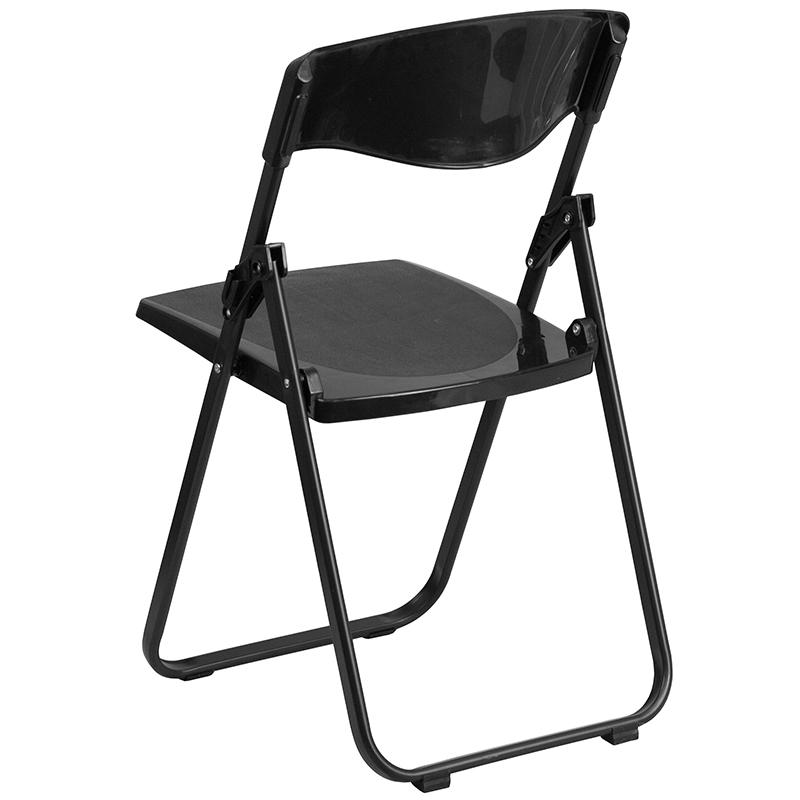 2 Pack 500 lb. Capacity Heavy Duty Black Plastic Folding Chair