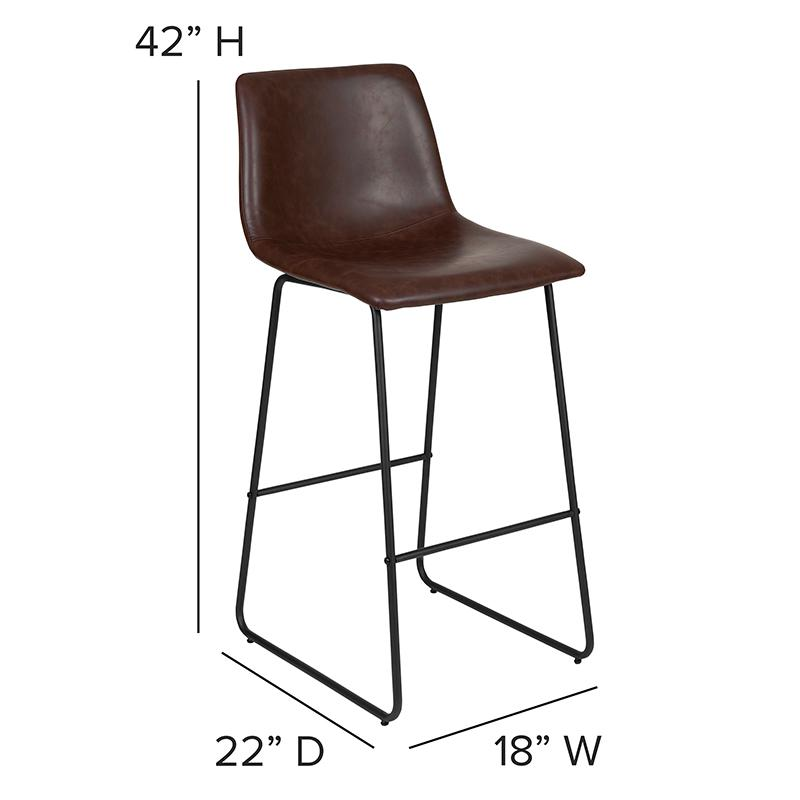 30 Inch LeatherSoft Bar Height Barstools in Dark Brown, Set of 2