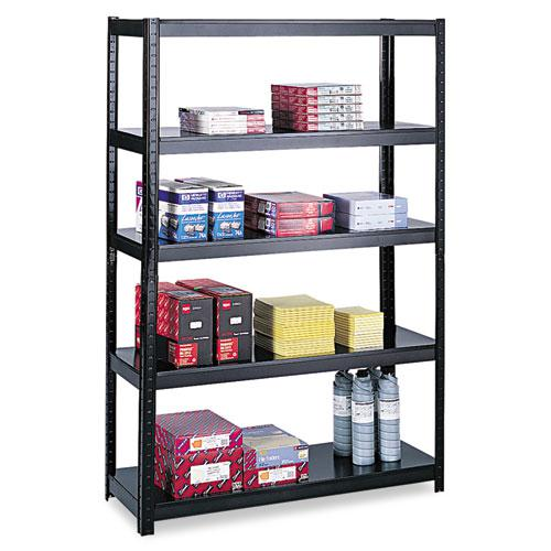 Safco Boltless Steel Shelving - 48" x 18" x 72" - 5 x Shelf(ves) - 1000 lb Load Capacity - Black - Powder Coated - Steel - Assembly Required