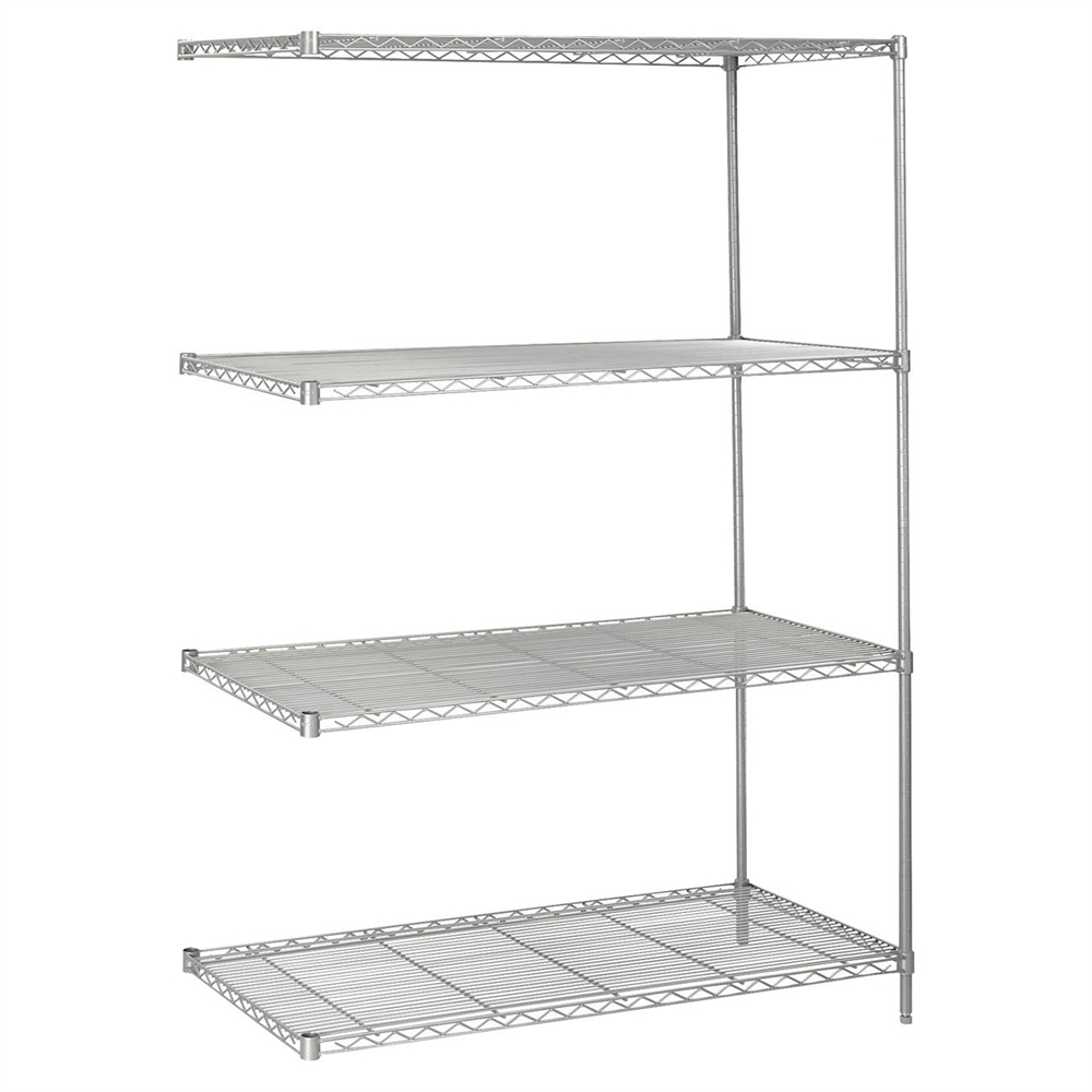 Safco Industrial Wire Shelving Add-On Unit - 48" x 24" x 72" - 4 x Shelf(ves) - 3200 lb Load Capacity - Adjustable Glide, Durable - Black - Powder Coated - Steel - Assembly Required