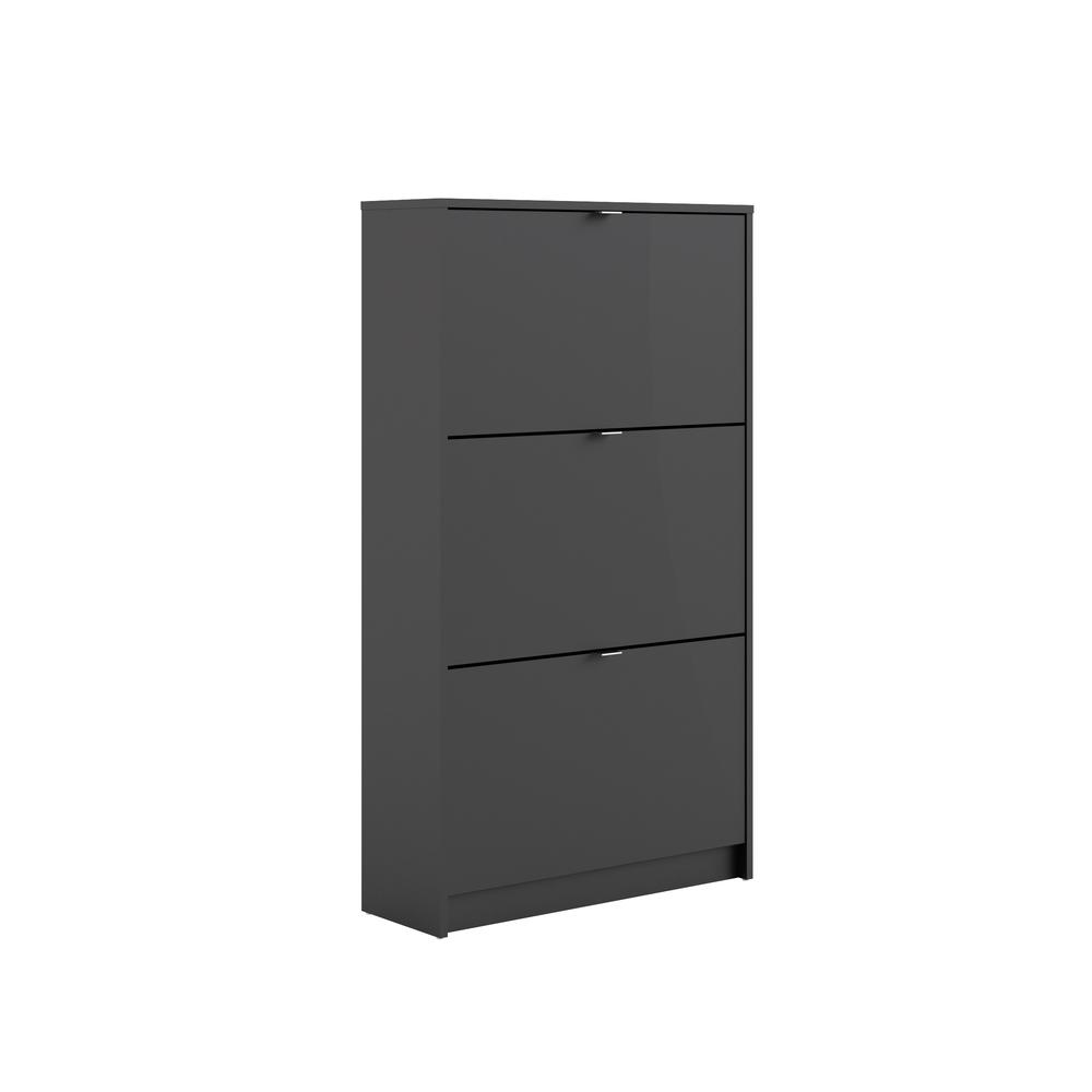 Bright 3 Drawer Shoe Cabinet, Black Matte