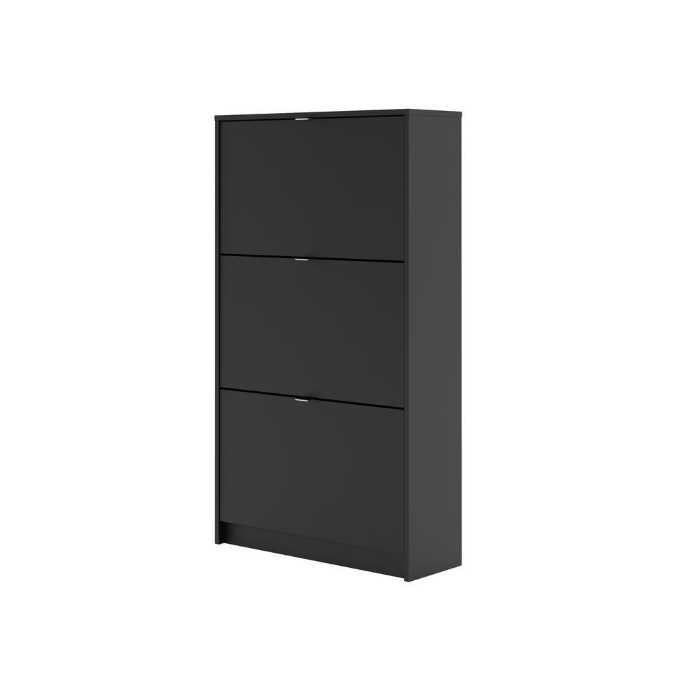 Bright 3 Drawer Shoe Cabinet, Black Matte