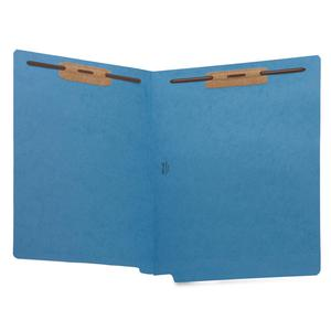 Business Source Letter Recycled Fastener Folder - 8 1/2" x 11" - 2 Fastener(s) - End Tab Location - Blue - 10% Recycled - 50 / Box