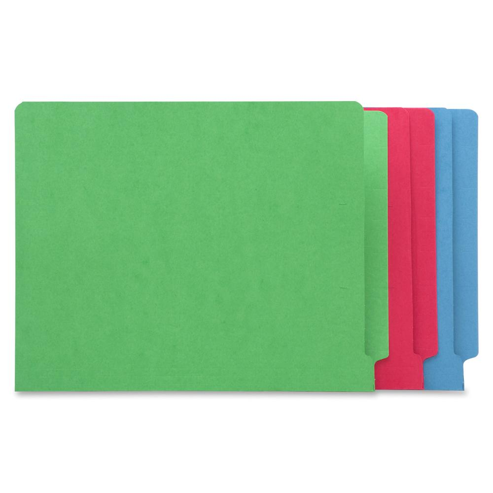 Business Source Letter Recycled Fastener Folder - 8 1/2" x 11" - 2 Fastener(s) - End Tab Location - Blue - 10% Recycled - 50 / Box