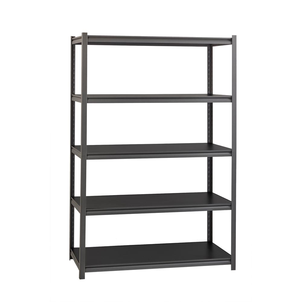 Lorell Iron Horse 3200 lb Capacity Riveted Shelving - 5 Shelf(ves) - 72" Height x 48" Width x 24" Depth - 30% Recycled - Black - Steel, Laminate - 1 Each