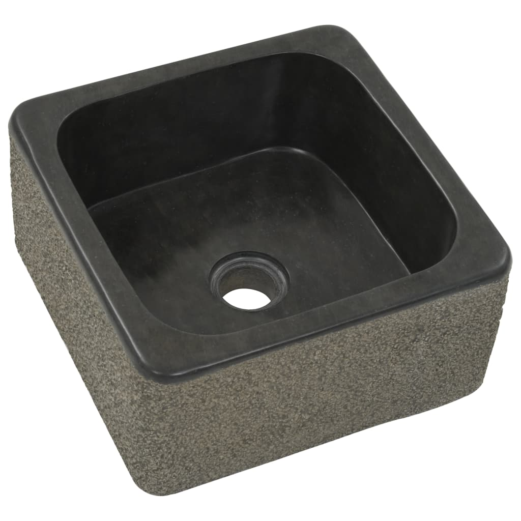 vidaXL Sink 11.8"x11.8"x5.9" Riverstone Black