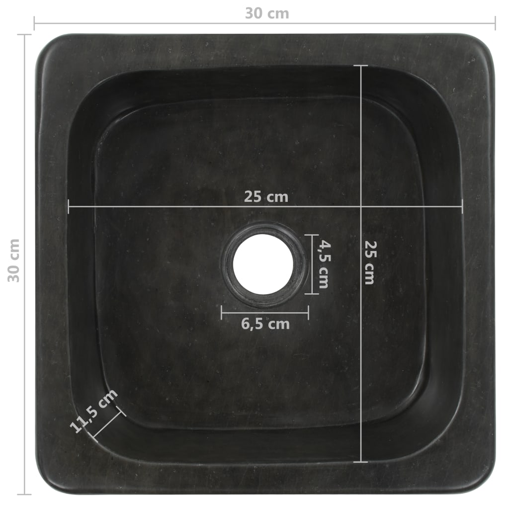 vidaXL Sink 11.8"x11.8"x5.9" Riverstone Black