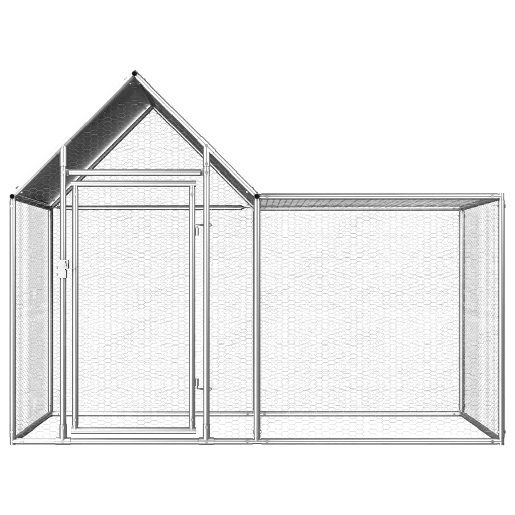 vidaXL Chicken Coop 6.6'x3.3'x4.9' Galvanized Steel