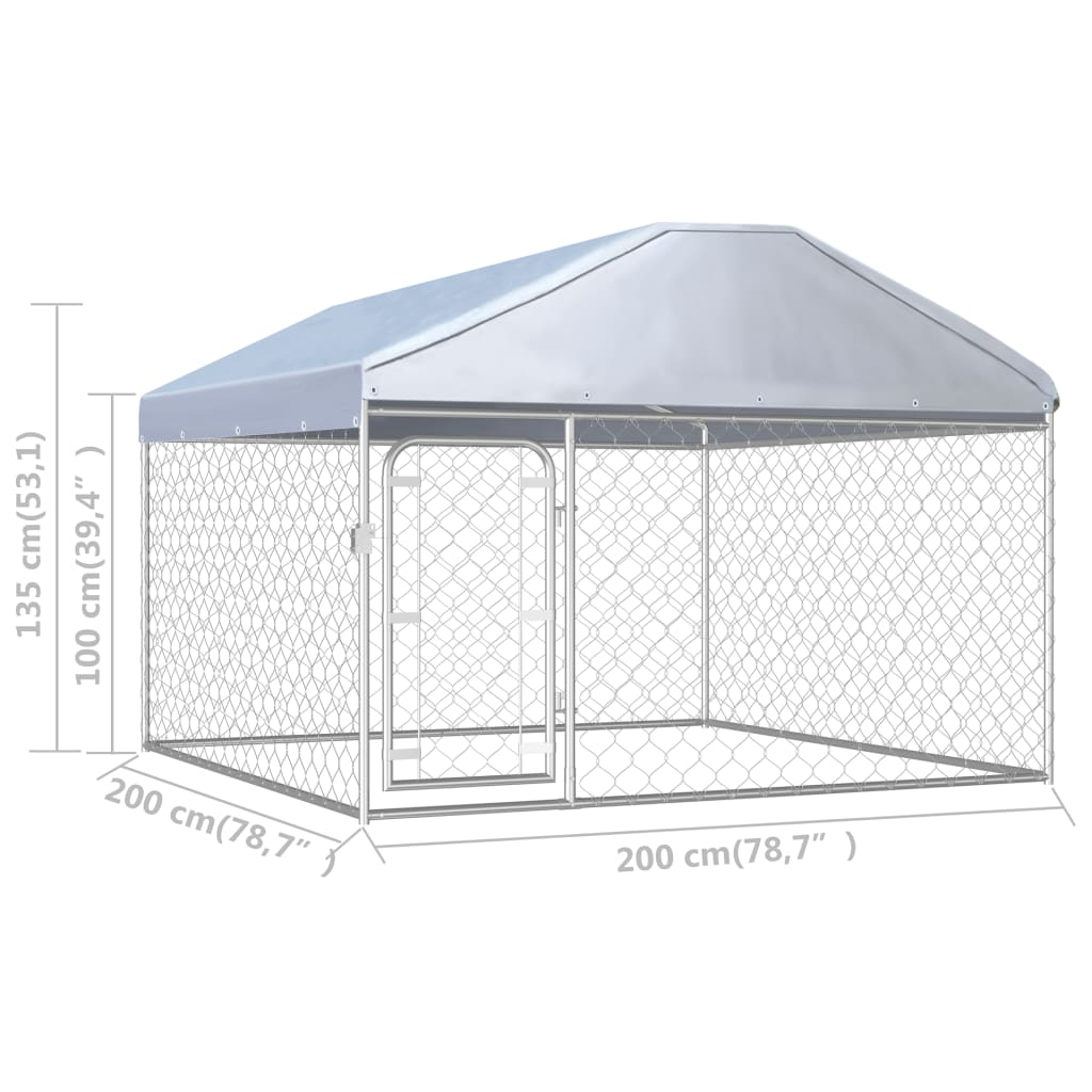 vidaXL Outdoor Dog Kennel with Roof 78.7"x78.7"x53.1"