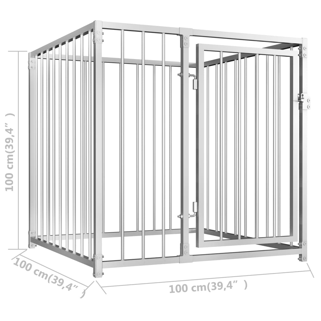 vidaXL Outdoor Dog Kennel 39.4"x39.4"x39.4"