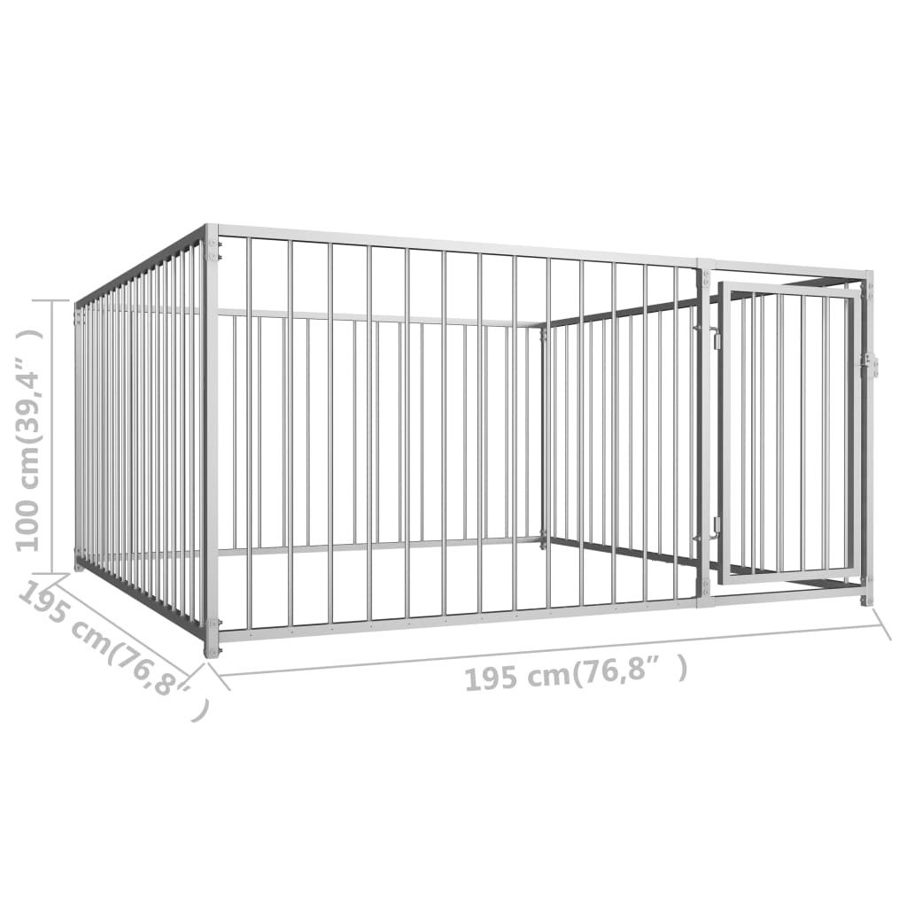 vidaXL Outdoor Dog Kennel 78.7"x78.7"x39.4"