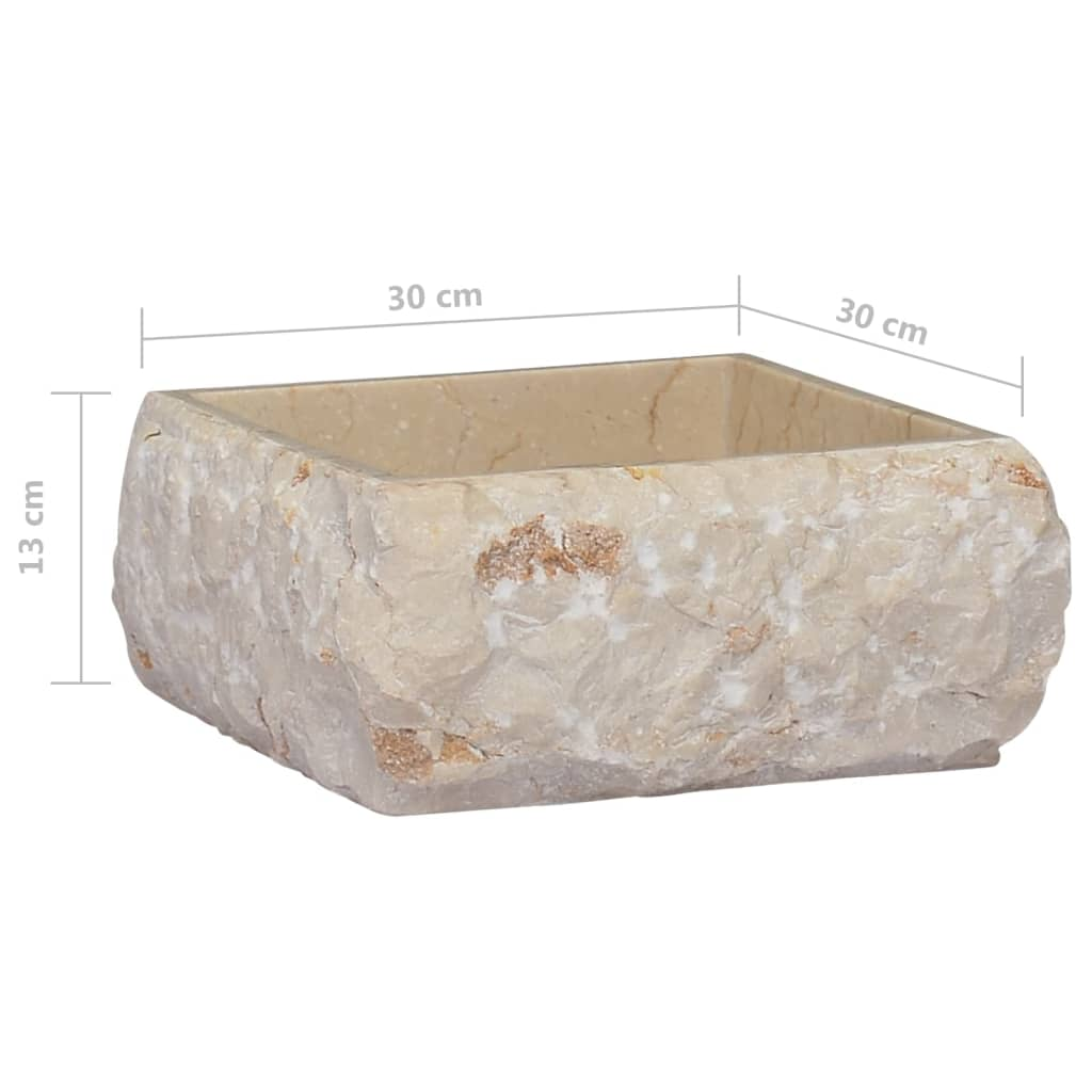 vidaXL Sink Cream 11.8"x11.8"x5.1" Marble