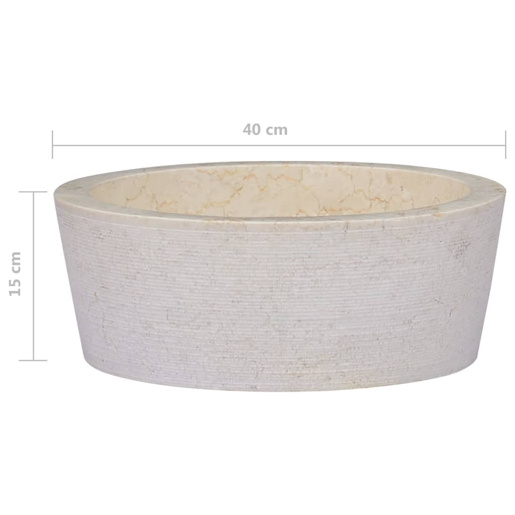 vidaXL Sink Cream Ø27.6"x5.9" Marble