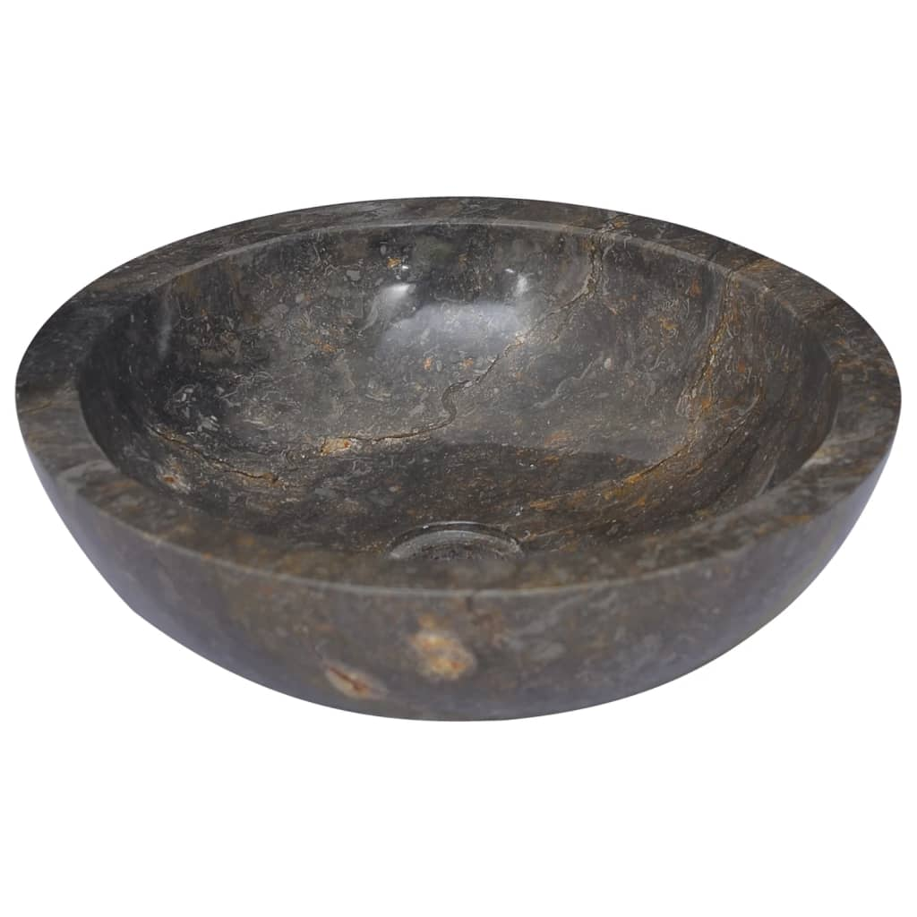 vidaXL Sink Gray Ø27.6"x4.7" Marble