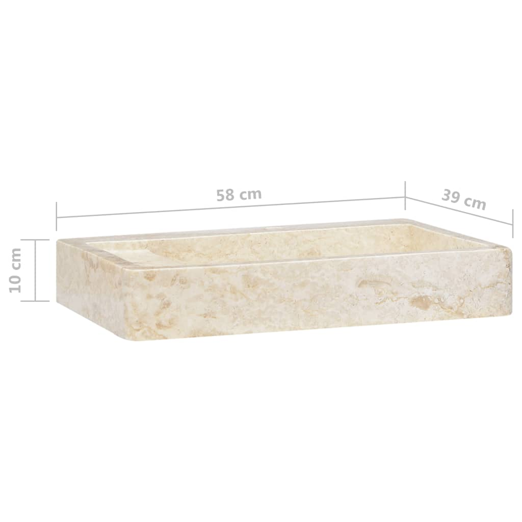 vidaXL Sink Cream 22.8"x15.4"x3.9" Marble