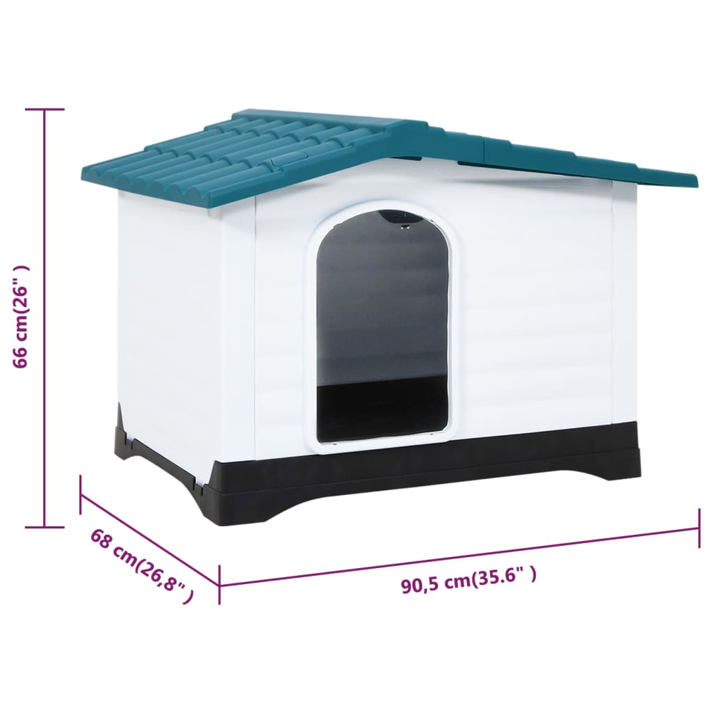 vidaXL Dog House Blue 35.6"x26.8"x26" Polypropylene