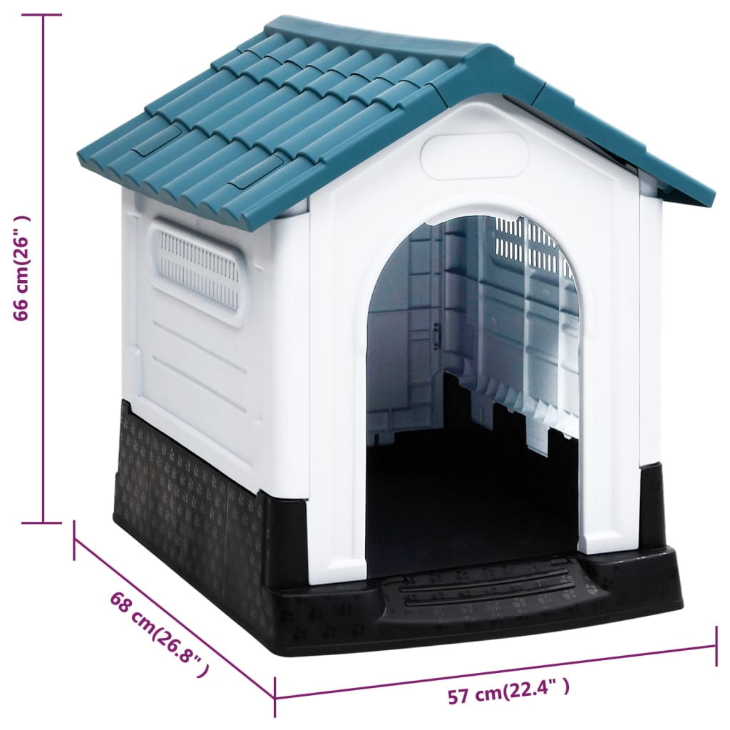 vidaXL Dog House Blue 22.4"x26.8"x26" Polypropylene