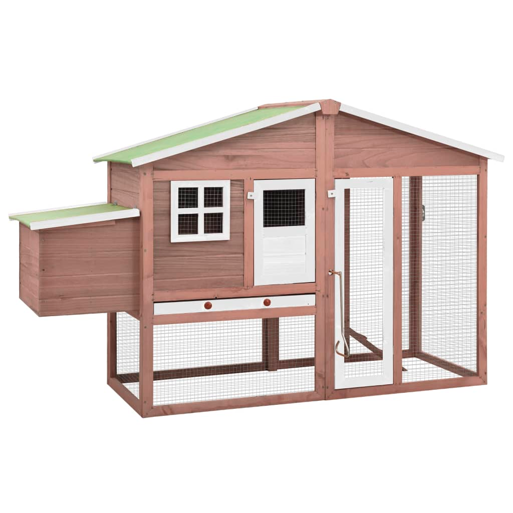 vidaXL Chicken Coop with Nest Box Mocha and White Solid Fir Wood