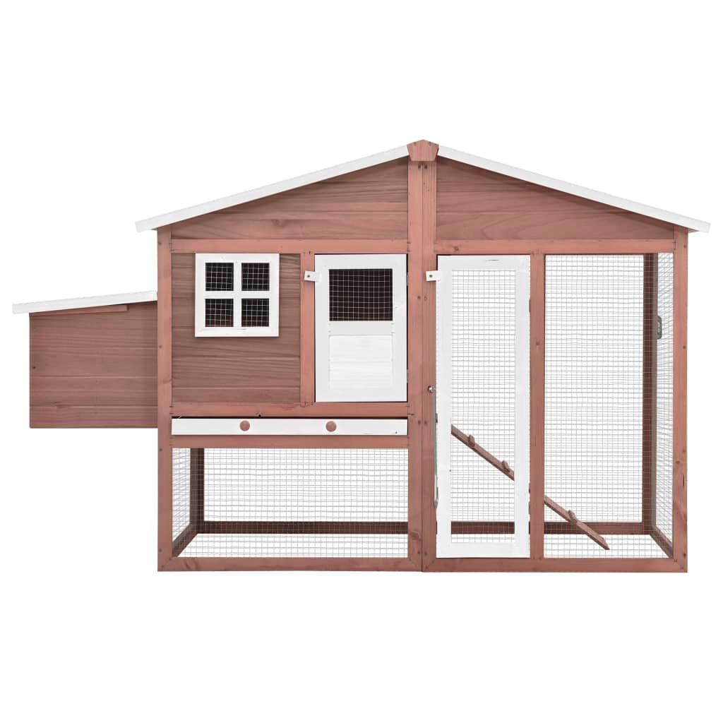 vidaXL Chicken Coop with Nest Box Mocha and White Solid Fir Wood