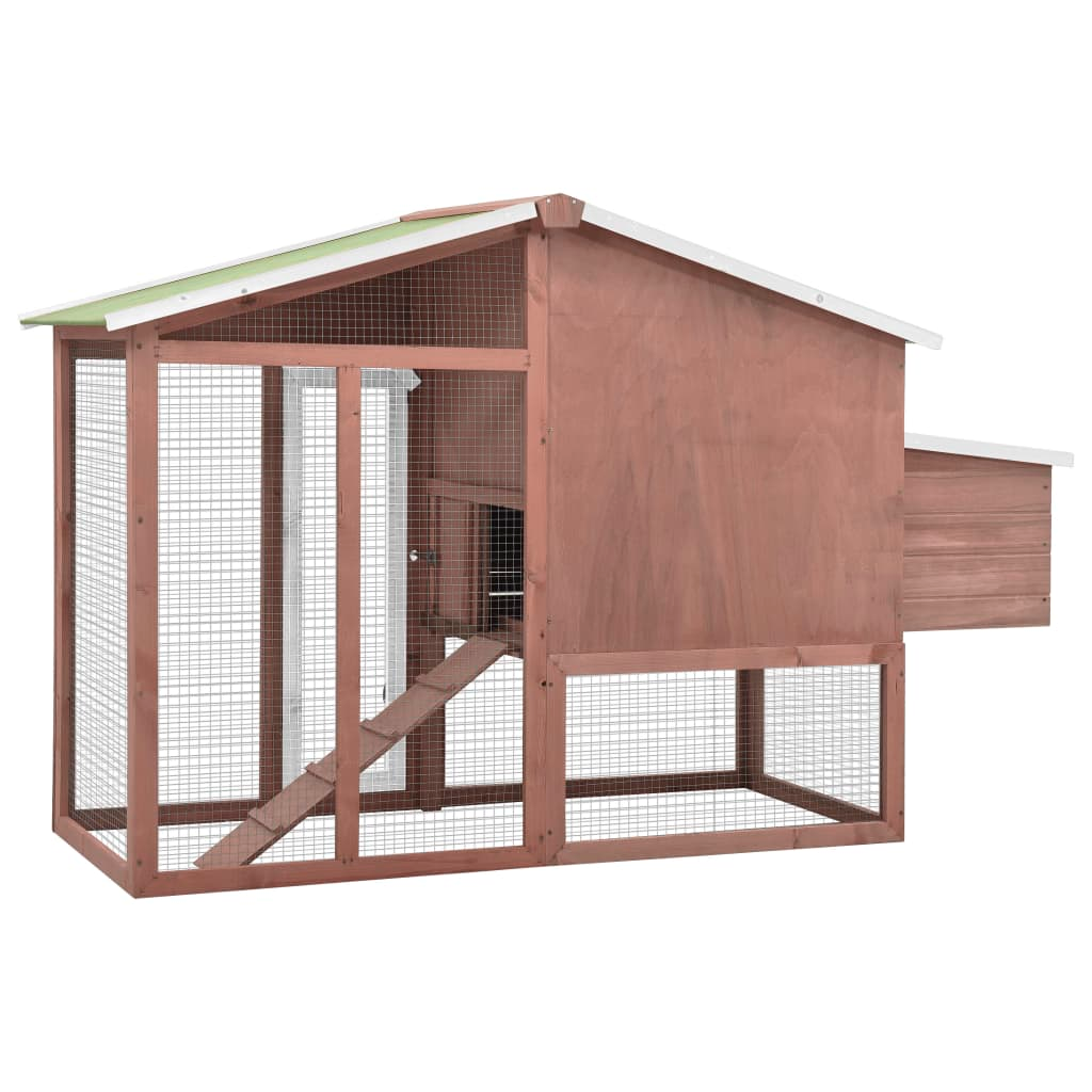 vidaXL Chicken Coop with Nest Box Mocha and White Solid Fir Wood