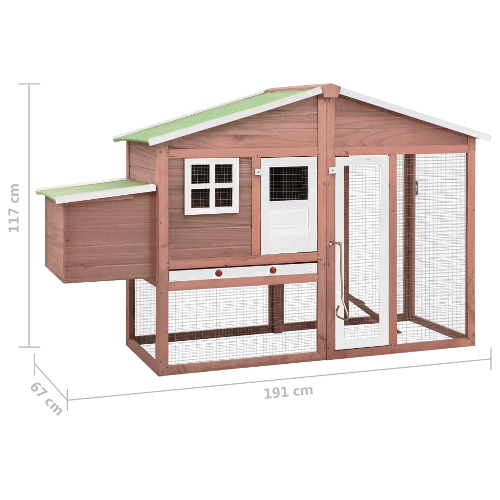 vidaXL Chicken Coop with Nest Box Mocha and White Solid Fir Wood