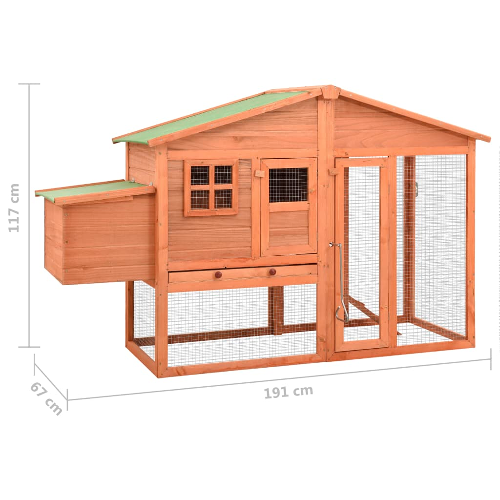 vidaXL Chicken Coop with Nest Box Solid Fir Wood