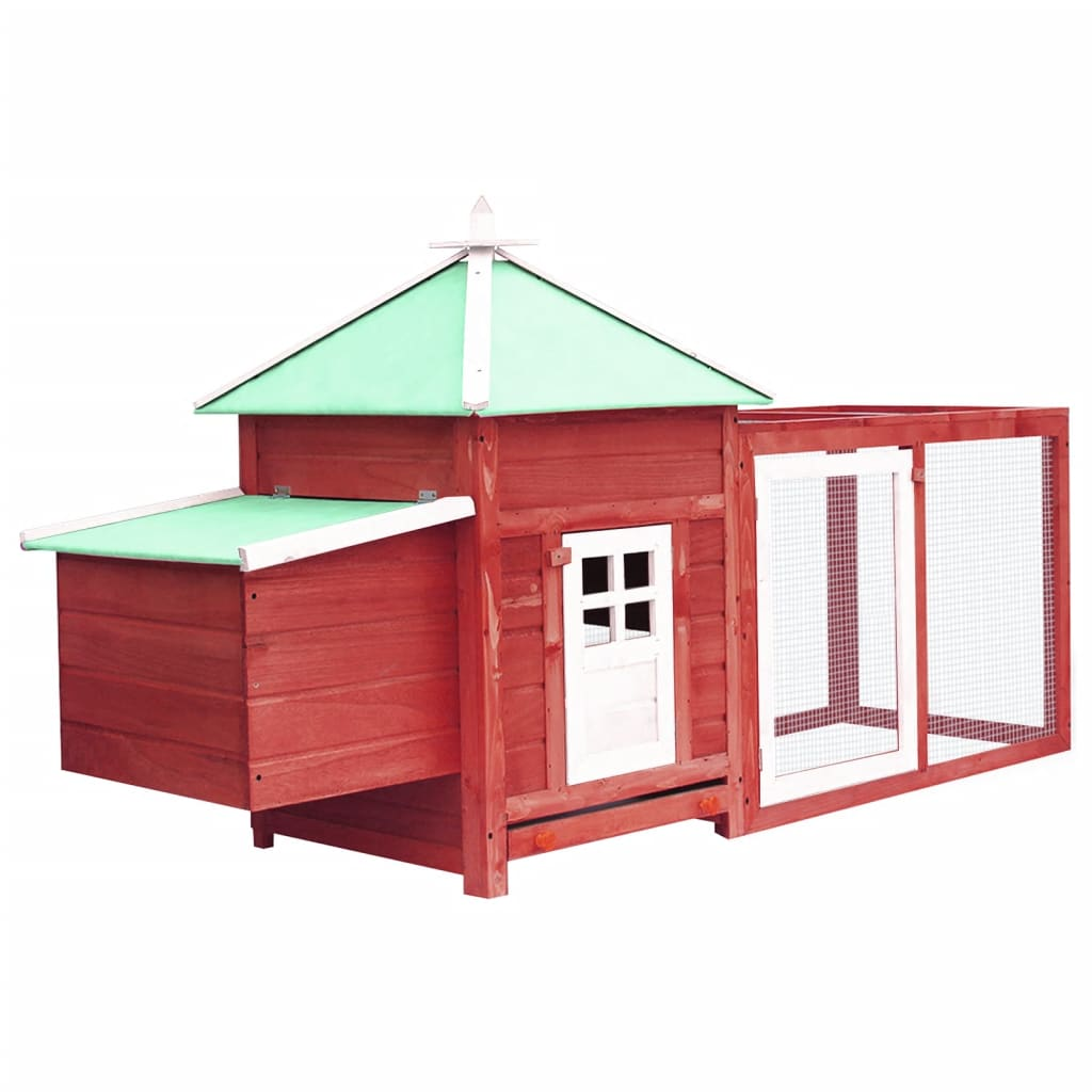 vidaXL Chicken Coop with Nest Box Red 74.8"x28.3"x40.2" Solid Firwood