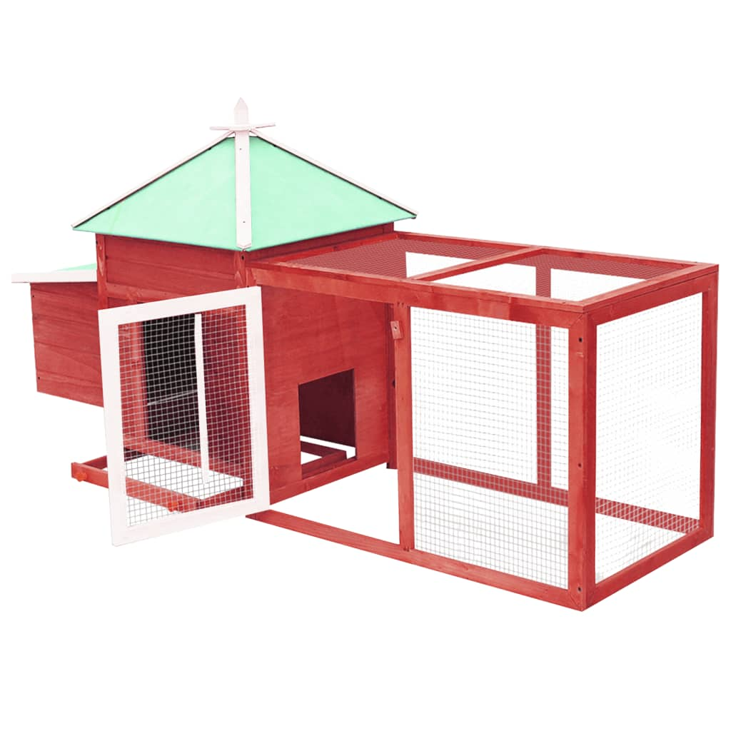 vidaXL Chicken Coop with Nest Box Red 74.8"x28.3"x40.2" Solid Firwood