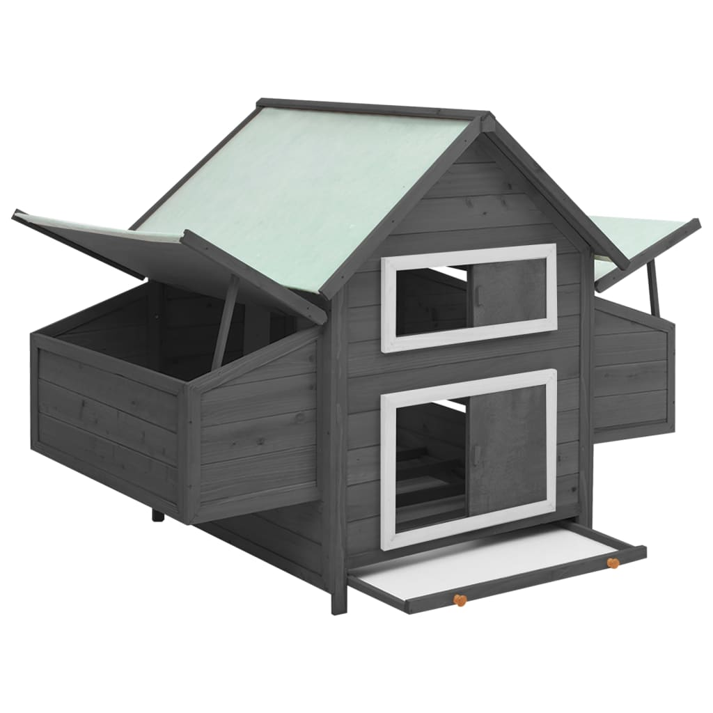 vidaXL Chicken Coop Gray and White 59.8"x37.7"x43.3" Solid Firwood