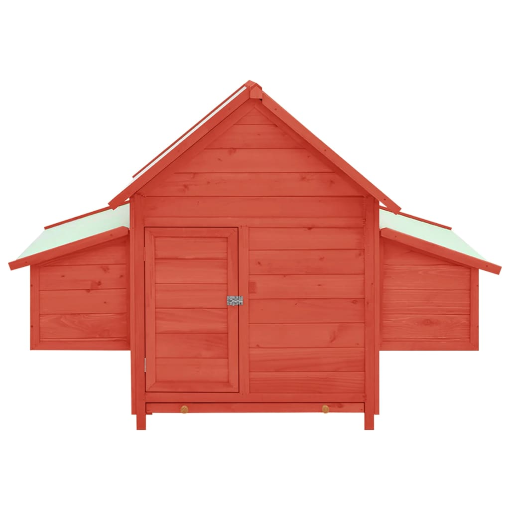 vidaXL Chicken Coop Red and White 59.8"x37.7"x43.3" Solid Firwood