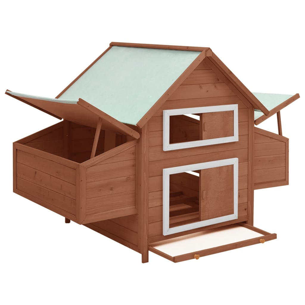 vidaXL Chicken Coop Mocha and White 59.8"x37.7"x43.3" Solid Firwood