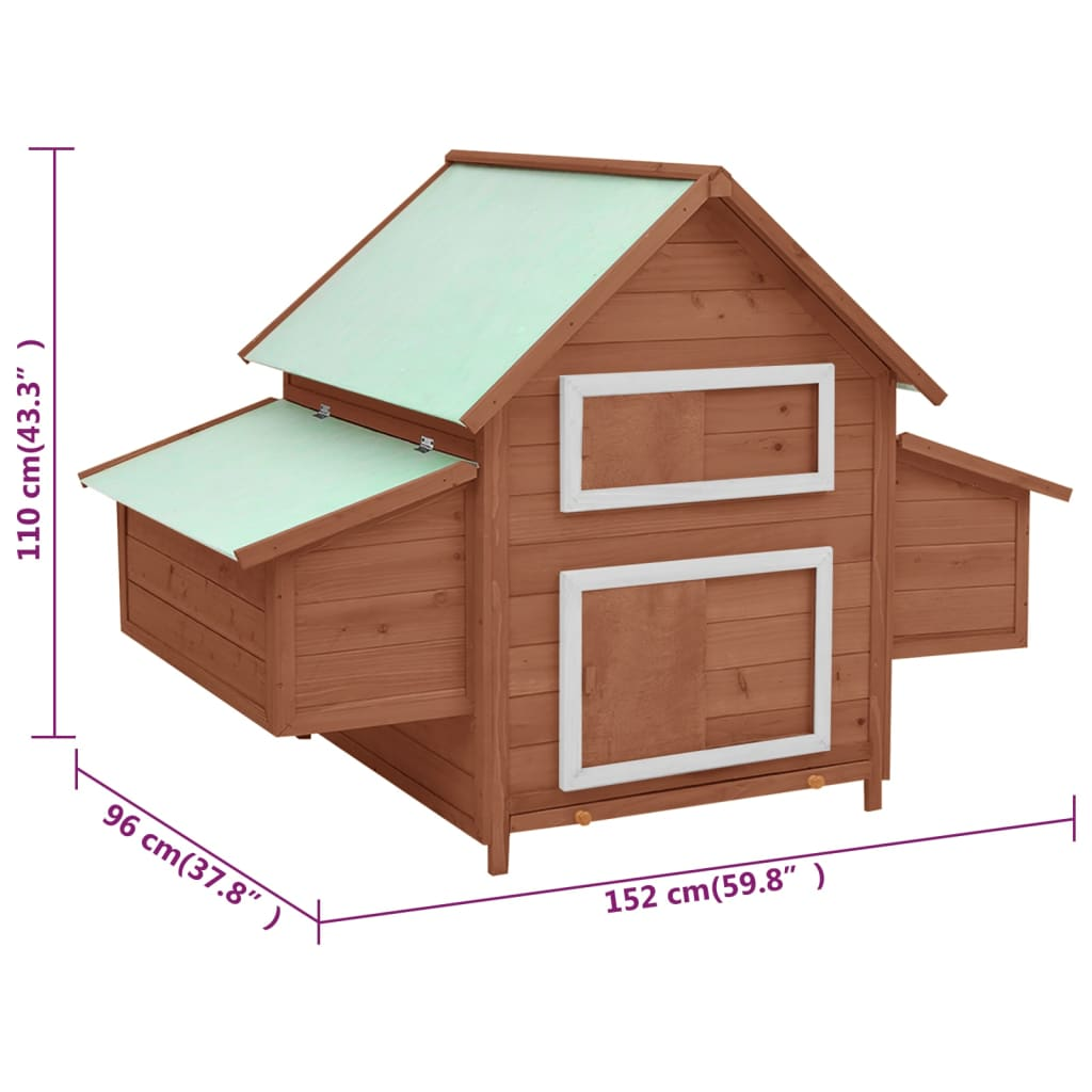 vidaXL Chicken Coop Mocha and White 59.8"x37.7"x43.3" Solid Firwood