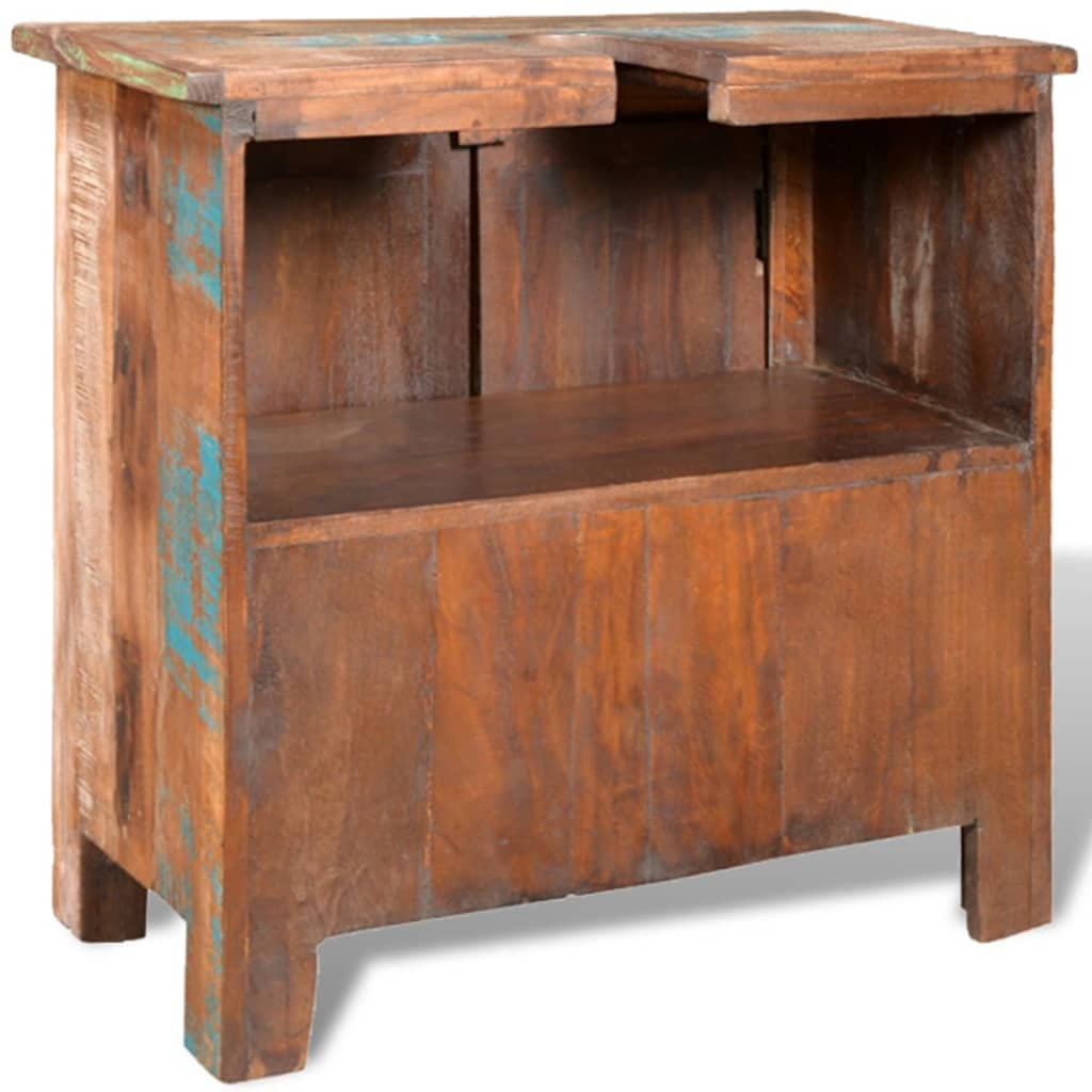 Reclaimed Solid Wood Bathroom Vanity Cabinet Set with Mirror