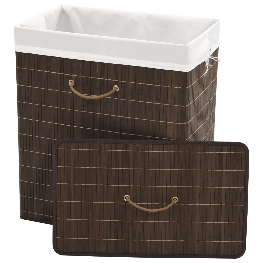 vidaXL Bamboo Laundry Bin Rectangular Dark Brown