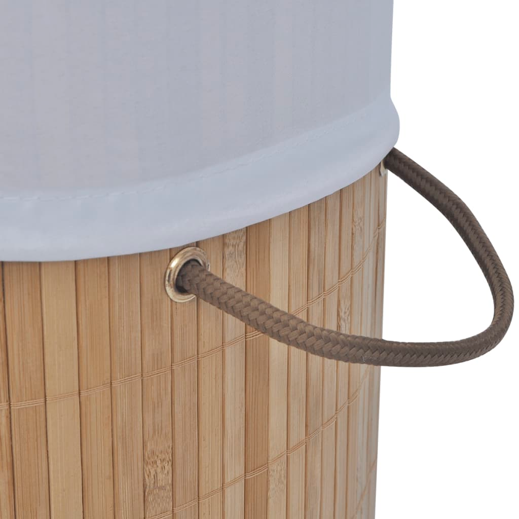 vidaXL Bamboo Laundry Bin Round Natural